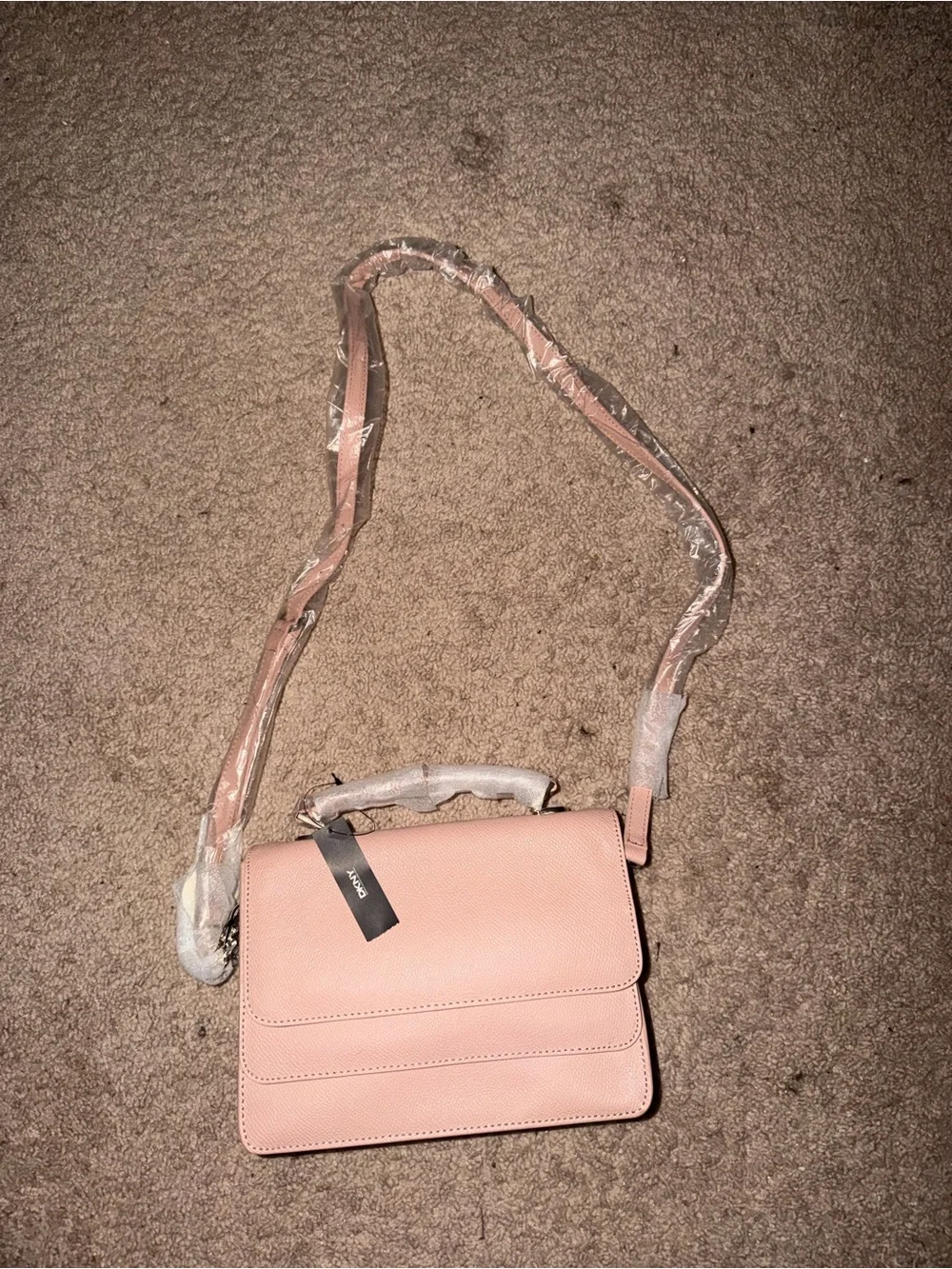 DKNY Blush Pink Pebbled Leather Crossbody Bag